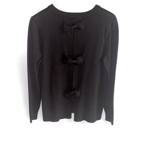 Philosophy Women’s Size Medium Elegant Black Bow-Accent Crewneck Casual Sweater